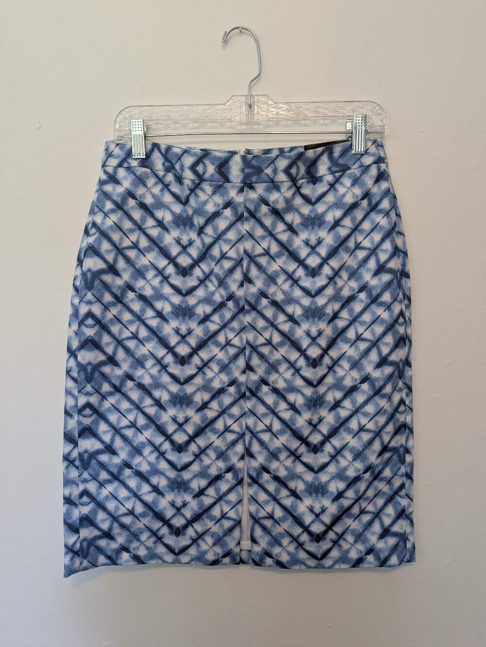 NWT Banana Republic Shibori Tie Dye Pencil Skirt Lined Blue White Stretch Chic 8